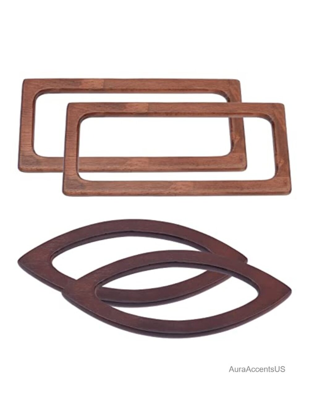 Wooden Bag Handle Replacement 4Pcs Oval Rectangle Purse Crafting DIY